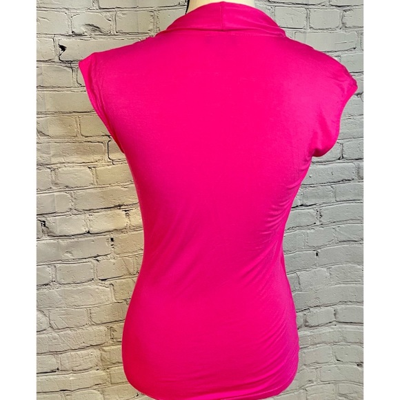 Vince Camuto Wrap Top | Sz XS| Hot Pink Short Sleeve Wrap Top Blouse - Picture 5 of 13